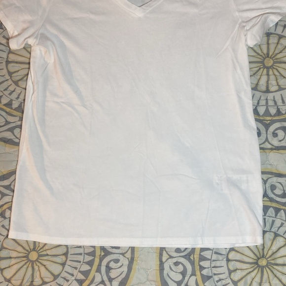 Quince White Cotton Modal V Neck Tee Size Large - Picture 3 of 7